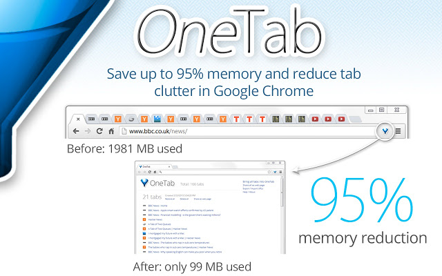 התוסף OneTab מומלץ לכל מי שעובד עם טאבים רבים פתוחים בכרום.